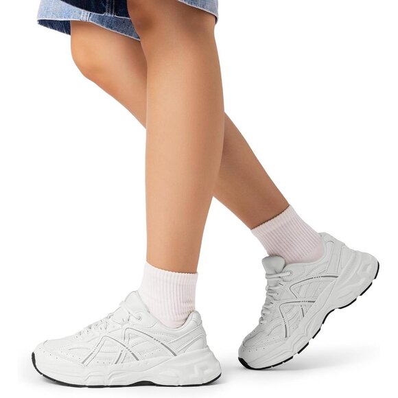 Brand New Women White MD,RB DREAM PAIRS Chunky Platform Walking Sneakers - Picture 6 of 8